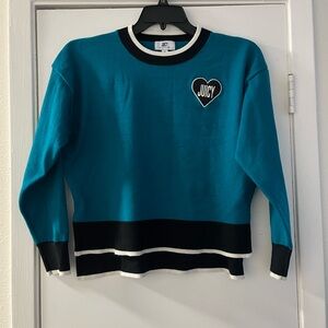 Juicy Couture crop Teal and Black Sweater GUC